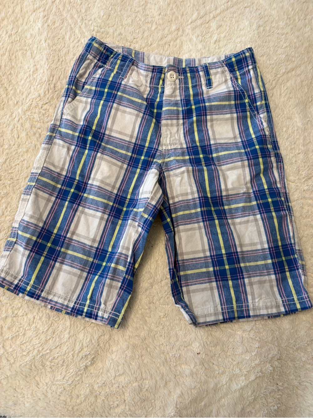 Crazy 8 Blue, Yellow and Pink Plaid Cotton Shorts